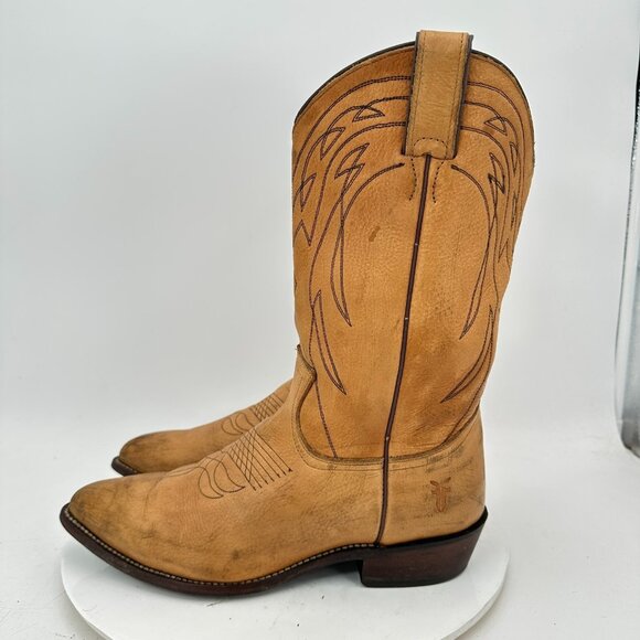 Frye Billy Tall Men Size 10B Women 11B 77697 Light Tan Leather Cowboy Boot - Picture 1 of 15